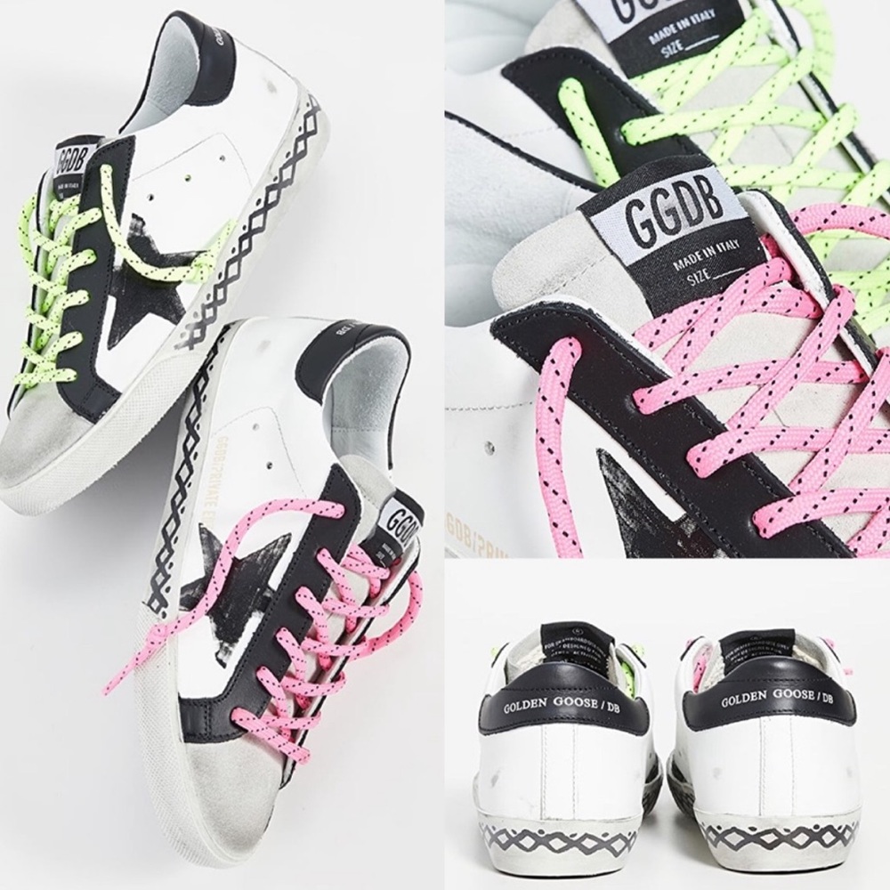 Pink and green lace Golden Goose Sneakers